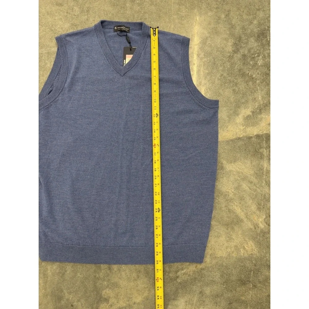 Hart Schaffner Vest Sweater Men's XLT V-Neck 100% Fine Merino‎ Wool Blue NWT